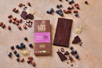 Vegan Dark Chocolate BLUEBERRIES & HEMP SEEDS 85% 70 g organic 1