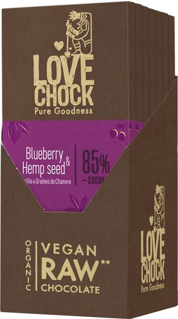 Vegan Dark Chocolate BLUEBERRIES & HEMP SEEDS 85% 70 g organic 3