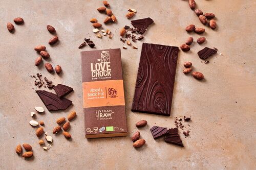 Chocolat Noir Bio et Cru AMANDE FRUIT DE BAOBAB 85% - 70 g
