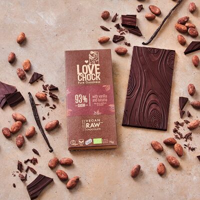 Cioccolato Fondente Vegano 93% CACAO VANIGLIA E LUCUMA 70 g biologico