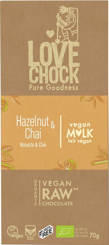 Hazelnoot & Chai Vegan L♥it Chocolade 65% 70 g organic 2