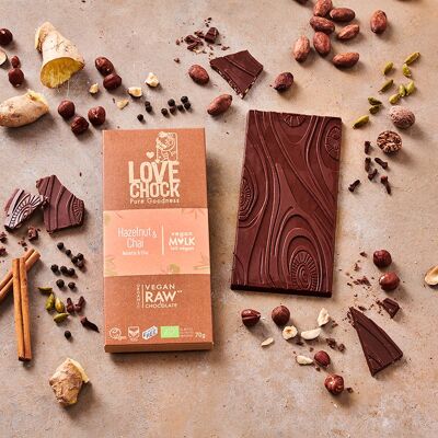 Chocolate con Leche Vegano Avellana y Chai 65% 70 g ecológico