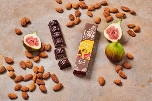Raw Vegan Dark Chocolate ALMOND FIG 80% 40 g organic