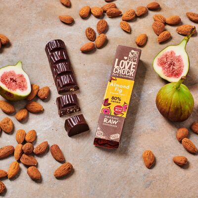 Raw Vegan Dark Chocolate ALMOND FIG 80% 40 g organic