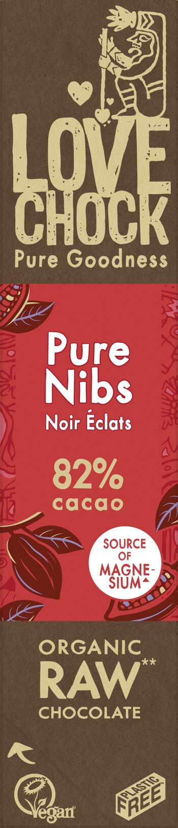 Chocolat Noir Bio et Cru NOIR ÉCLATS DE FÈVES 82% - 40 g 2