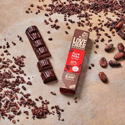 Chocolate Negro Vegano NUECES DE CACAO 82% 40 g ecológico