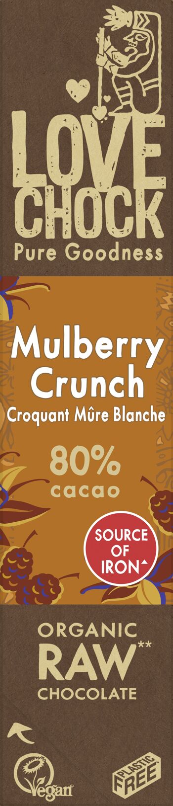 Chocolat Noir Bio et cru CROQUANT MÛRE BLANCHE 80% - 40 g 2