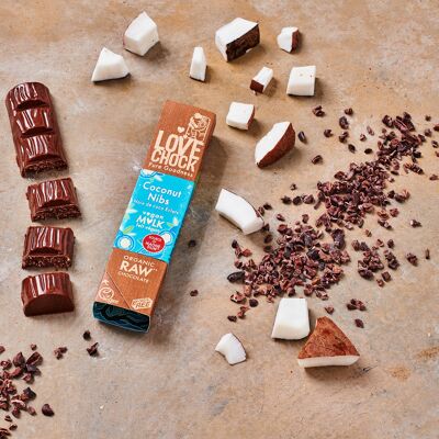 Rohe Schokolade L♥it Vegan KOKOSNÜSSE KAKAO-NÜSSE 68% 40 g Bio