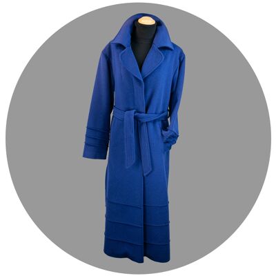 Mantel lang Oversize Kaschmir-Angora Zwetschgen-Blau S/M