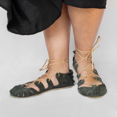 OPINCA IRON. Gray leather women's sandals