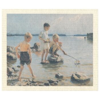 Dishcloth Boys jouant sur le rivage 1