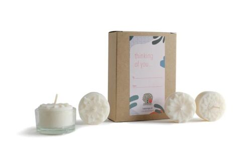 Thinking of you... - giftbox containing rapeseed wax tealights and cup