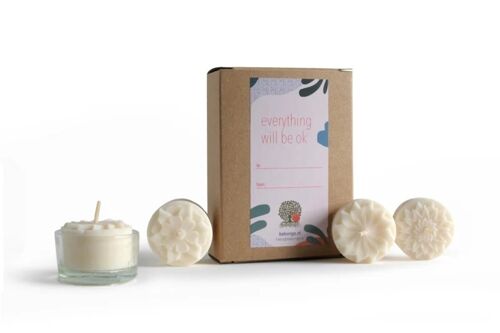 Everything will be ok - giftbox containing rapeseed wax tealights and cup