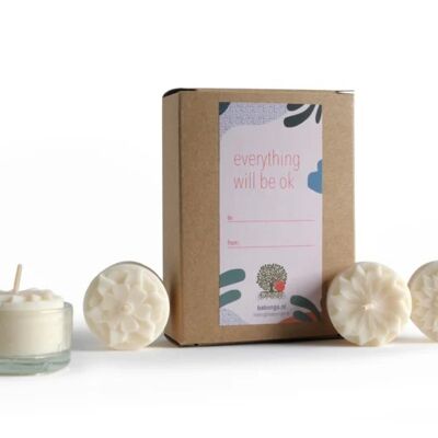 Everything will be ok - giftbox containing rapeseed wax tealights and cup