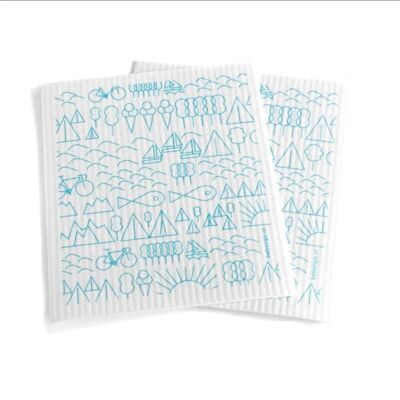 Babongo biodegradable Swedish dish cloth Travel blue on white