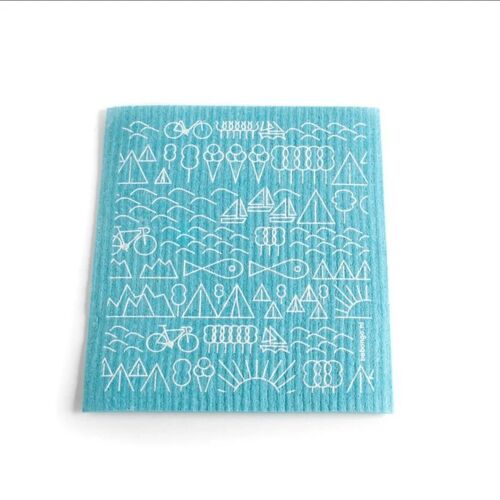 Babongo biodegradable Swedish dish cloth Travel white on blue