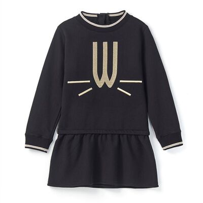 Golden Logo Dress Black