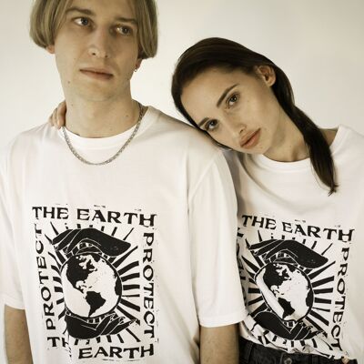 T-shirt - Protect The Earth - Oversize - LINEA ECO - bianca