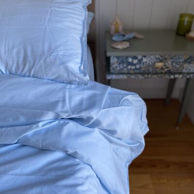 Funda de almohada "Sky Blue" 50x70 en percal 100% algodón orgánico