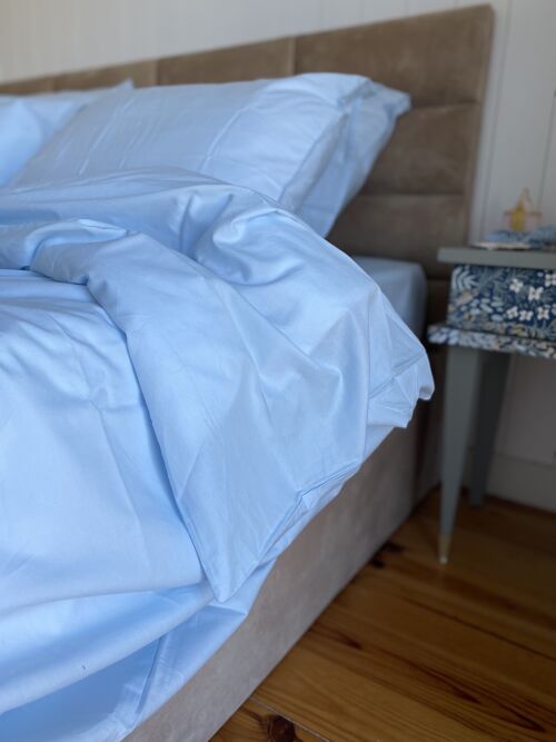 Taie d'Oreiller "Bleu Ciel" 65x65 en Percale de Coton 100 % Biologique