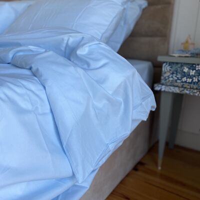 "Sky Blue" Pillowcase 65x65 in 100% Organic Cotton Percale