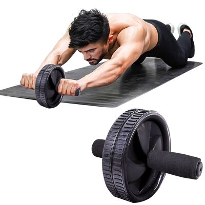 ABDOMINAL AB ROLLER DUAL EXERCISE WHEEL  Black