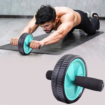 ABDOMINAL AB ROLLER DUAL EXERCISE WHEEL  Silver