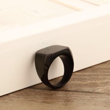 Bague Carrée Simple Noir 7