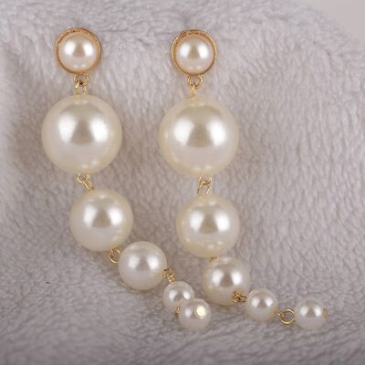 Baroque Long String Pearls Earrings