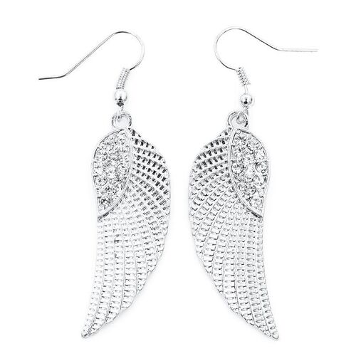 Angel's Wings Rhinestones Earrings - Silver