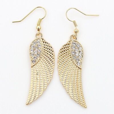 Angel's Wings Rhinestones Earrings - Gold