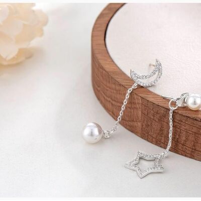 Orecchini Pendenti A Luna E Stella Con Perle E Strass: Gioielli Eleganti Per Donne E Ragazze