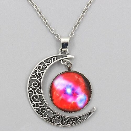 Space Moon Chain Necklace - Red