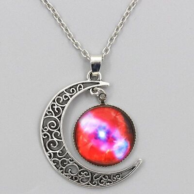 Space Moon Chain Necklace - Red