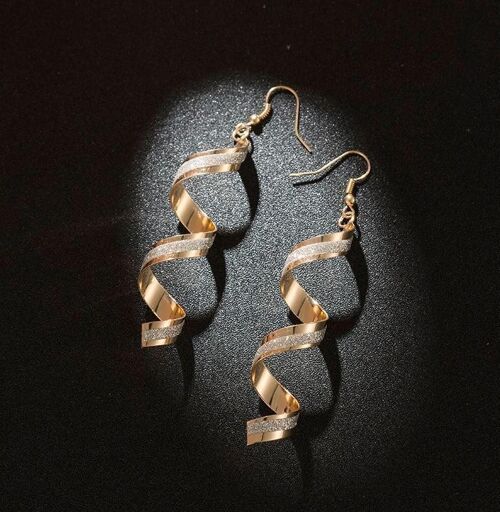 Shining Frosted Spiral Earrings - Gold