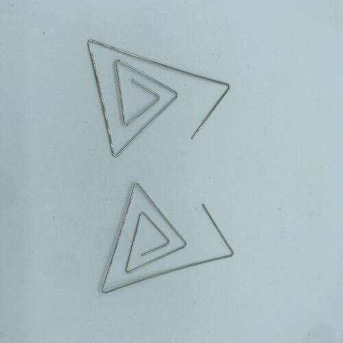 Big Triangle Clip Shape Earrings - Silver