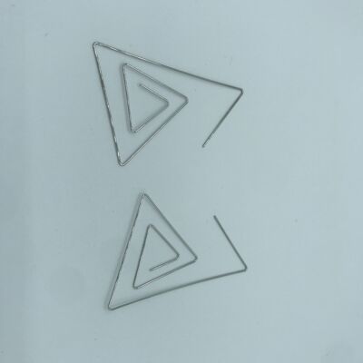 Big Triangle Clip Shape Earrings - Silver