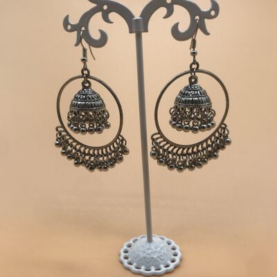 Pompon Cercle Indien avec Cloche - Argent