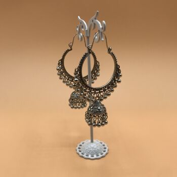 Cercle Creux Indien avec Pompon Cloche - Or Argent 7