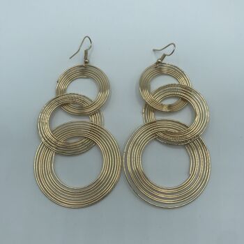 Boucles d'oreilles longues et dramatiques à triple anneau - Argent 3