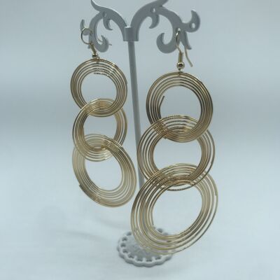 Dramatic Long Triple Wrapped Around Hoops Earrings - Gold
