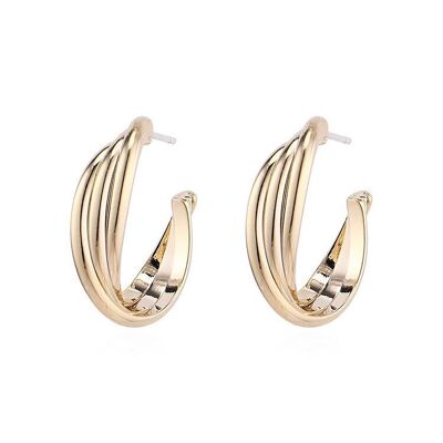 Triple twist C earrings - Golden