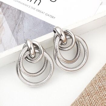 Boucles d'oreilles multi créoles motif serpent - Argent 1