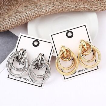 Boucles d'oreilles multi créoles motif serpent - Argent 2