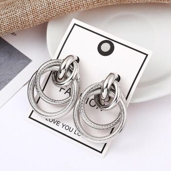 Boucles d'oreilles multi créoles motif serpent - Argent 3