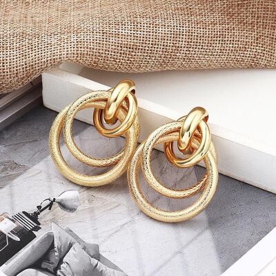 Multi hoop snake pattern earrings - Golden