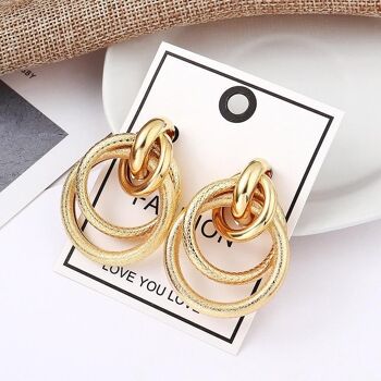 Boucles d'oreilles multi créoles serpent - Doré 4