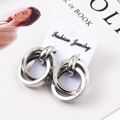 Dual crossed earrings - Silver