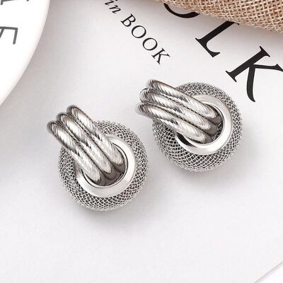 Linking honeycomb earrings - Silver