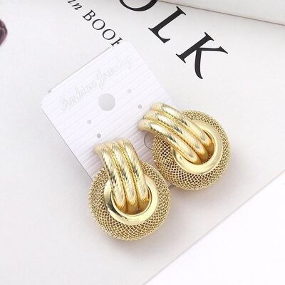 Linking honeycomb earrings - Golden